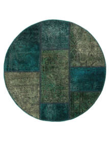  Patchwork - Persien/Iran Ø 100 Vintage Persian Wool Rug Black/Dark Green Small Rug 