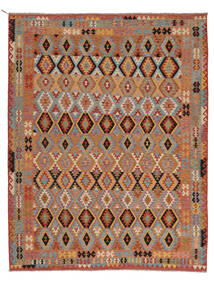  Oriental Kilim Afghan Old Style Rug Rug 305X392 Brown/Dark Red Large (Wool, Afghanistan)