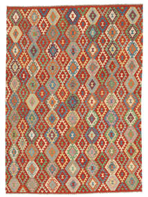 259X358 Kilim Afghan Old Style Rug Oriental Dark Red/Green Large (Wool, Afghanistan)