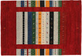 Loribaf Loom Designer Rug - Dark red / Multicolor